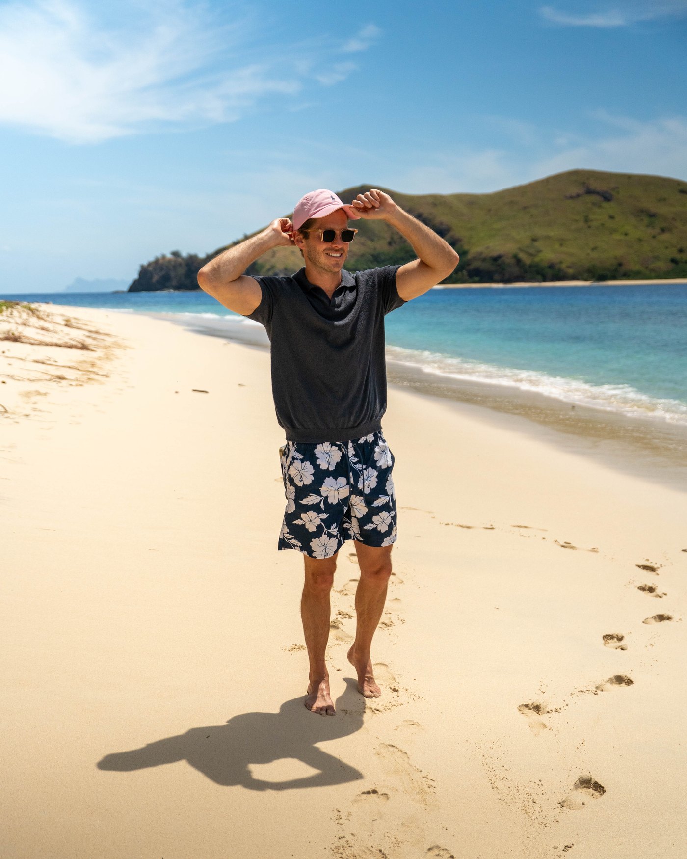 Nick Slater on a beach in Fiji